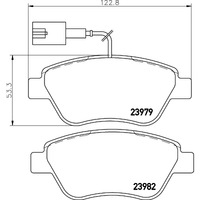Abbildung von HELLA 8DB 355 012 841 Bremsbelagsatz mit integriertem Verschleißwarnkontakt Bremssattelschrauben Zubehör FIAT: Grande Punto Schrägheck