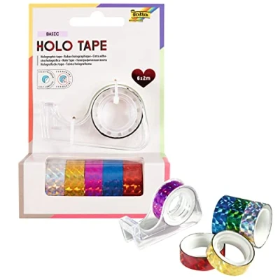 Abbildung von folia Deko Klebeband 15 mm x 2 m glitzer gold, silber, grün, blau, rot, pink
