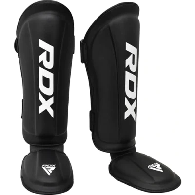 Abbildung von RDX Schienbeinschoner Kickboxen, Genehmigt SMMAF SATRA, Schienbeinschützer Thaiboxen Kampfsport Spannschützer, Maya Hide Leder, Schienbeinschutz Polster Muay Thai MMA Shin Guard Sparring, Herren Damen