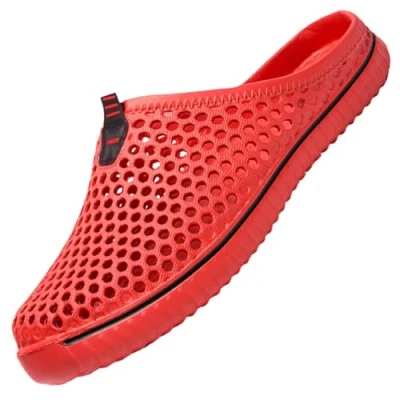 Abbildung von SAGUARO Clogs Atmungsaktiv Mesh Hausschuhe Sommer Slippers Unisex,Rot 40EU