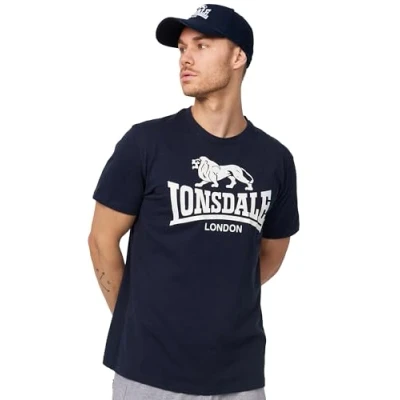 Abbildung von Lonsdale Normale Passform LOGO Tshirt print, Herren, Größe: Large, Navy