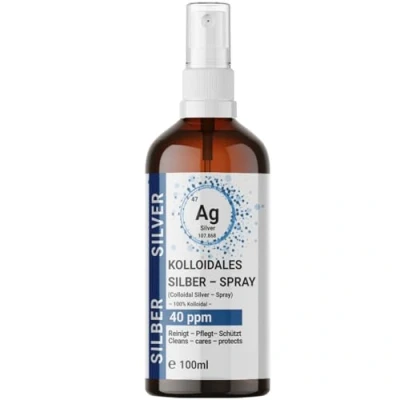 Abbildung von 1x 100ml Kolloidales Silber Spray (40 ppm) in Braunglasflasche Sprühflasche Silberwasser Reinstwasser