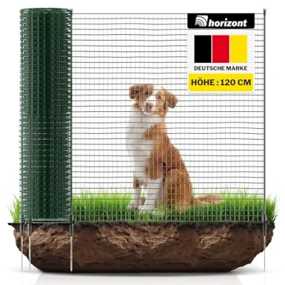 Abbildung von horizont Begrenzungszaun FIX, mobiler Zaun 25 m lang, 120 cm hoch, ideal für große Haustiere, Hundezaun, Camping, Gartennetz, inkl. 15 Pfähle, Absperrzaun, Steckzaun, Hunde