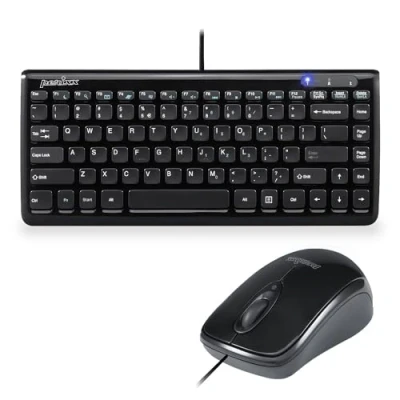 Abbildung von Perixx Periduo 307 Kabelgebundenes Mini Tastatur und Maus Set, Membran Chiclet Tasten Piano Black, US English Layout