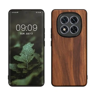 Abbildung von kwmobile Hülle kompatibel mit Xiaomi Redmi Note 14 Pro+ 5G / Pro Plus Holz Case stoßfestes Handy Cover TPU Handyhülle in Vintage Braun