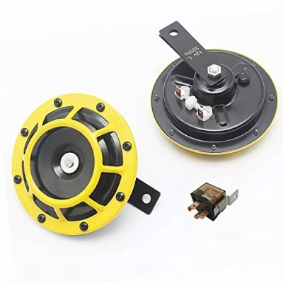 Abbildung von YIYIDA Auto Elektrische Hupe 135db Hupen Kit 12V car Horn Super Lauter Hochton und Tiefton Metall Twin lufthorn Autolautsprecher mit Halterung für Autos Motorräder Boote LKW SUVs ect