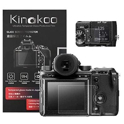 Abbildung von kinokoo Gehärtetes Glas für Fuji GFX 50S Kristallklarer Film FUJIFILM GFX50S Displayschutzfolie mit oberer Displayschutzfolie(2er Pack)