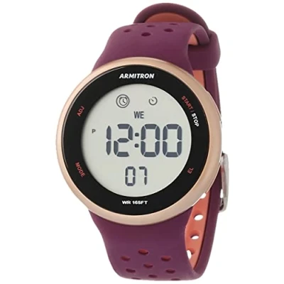 Abbildung von Armitron Sport Unisex Digital Chronograph Armbanduhr aus Silikon, 40/8423, violett/schwarz, 40/8423RPL