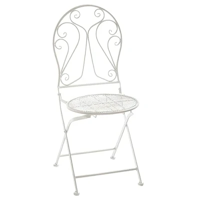 Abbildung von Kobolo Metallstuhl Gartenstuhl Klappstuhl Deko Stuhl Metall Cream für den Innen und Außenbereich geeignet platzsparrend klappbar
