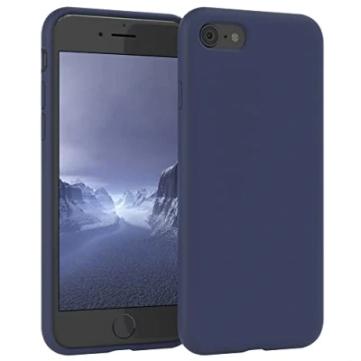 Abbildung von EAZY CASE Premium Silikon Handyhülle kompatibel mit iPhone SE (2022/2020) / 8/7, Slimcover Kameraschutz und Innenfutter, Silikonhülle, Schutzhülle, Handy Case, Softcase, Nachtblau, Blau