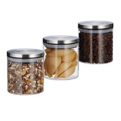 Abbildung von relaxdays Vorratsglas 3er Set je 380 ml, Glas