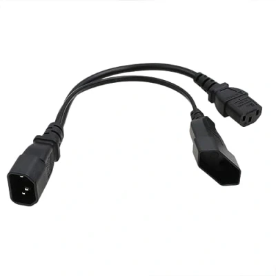 Abbildung von HangTon UPS PDU Stromkabel Y Splitter Verlängerungskabel IEC320 C14 männlich auf C13 weiblich + Euro Steckdose CEE7/1 10A 12&quot; für Computer