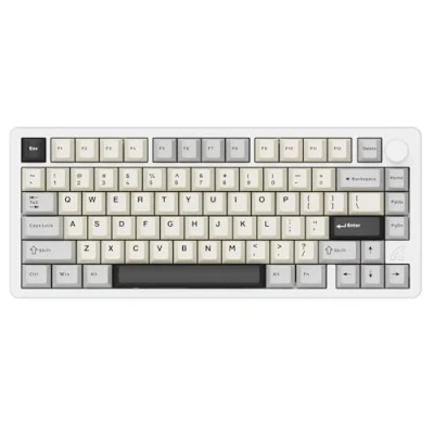 Abbildung von ATTACK SHARK X86 Kabellose Mechanische Tastatur, 75% Gaming Vollaluminium CNC, RGB Dichtung,Hot Swap Tastatur mit Knopf,BT/2,4G/USB C,Kabelgebundene Cremige für Mac/Win Sternenweiß