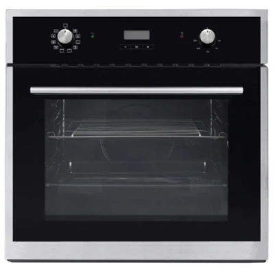 Abbildung von PKM Backofen Einbaubackofen Umluft Grill Display Timer Teleskopauszug Silber, mit 2 fach Teleskopauszug, Heißluft, Uhr und