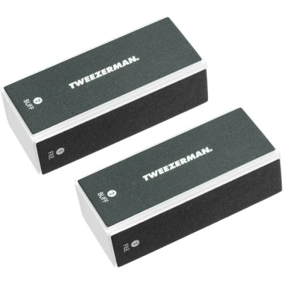 Abbildung von TWEEZERMAN Nagelfeilenblock (Professionell, Doppelpack, Feilen, Polieren und Glätten der Nägel, inklusive Nagelbett Nagelrändern), Schwarz