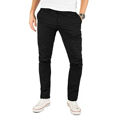 Abbildung von Yazubi Kyle Schwarze Chino Hose Herren Stretch Chinohose Slim Fit Männer Chinojeans, Schwarz (Black 4R194008), W32/L32