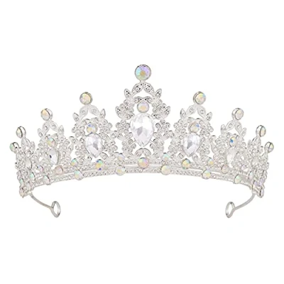Abbildung von Crowns for Women, Vofler Silver Tiaras w/Crystal Royal Queen Flower Headband Princess Ladies Girls Bridal Bride Birthday Wedding Pageant Prom Quinceanera Homecoming Halloween Costume Party
