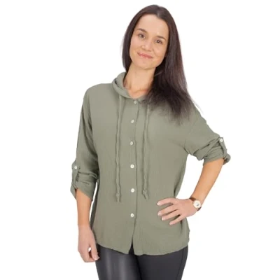 Abbildung von Seasons of April Camila Musselin Oversized Hemdbluse, Damen, Größe: S/M, Khaki