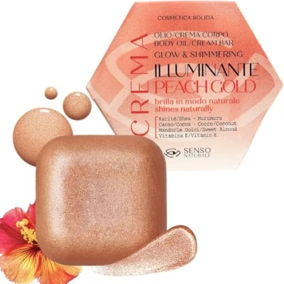 Abbildung von Senso Naturale Erhellendes Körperöl Solide Peach Gold, Shimmer Glitter Körperbräunungscreme Pflegende, Feuchtigkeitscreme mit Tropische Tamarinde, Vitamin E, Sheabutter, 100% Natürlich Vegan