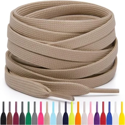 Abbildung von Miscly Flache Schnürsenkel, in verschiedenen Längen und Farben erhältlich (137 cm, Khaki)