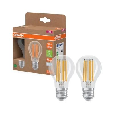 Abbildung von OSRAM Energy Class LED Lampe in klassischer Kolbenform, 7.2 W / 1521 lm, EEK A, kaltweißes Licht (4000 K), CRI 80, aus klarfarbenem bleifreiem Glas, E27 Sockel, IP20, 60 mm Durchmesser.