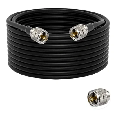 Abbildung von Vecys PL 259 Kabel UHF Stecker auf Verlustarmes Koaxialkabel Überbrückungskabel RG58 32.8FT/10M für Walkie Talkie CB Radio SWR Meter Antennenanalysator