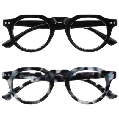 Abbildung von OPULIZE RIO Lesebrille mit Blaulichtfilter 2er Pack Rahmen Oben Flach Schwarz, Blue Tortoiseshell Damen &amp; Herren Federscharniere BB53 13 +1.00