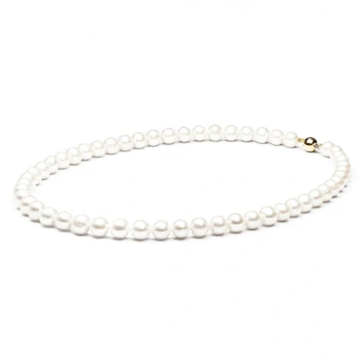 Abbildung von Gaura Pearls Perlenkette weiß, klassisch, 50 cm, echte Süßwasserzuchtperlen, 585 Weiß/Gelbgold