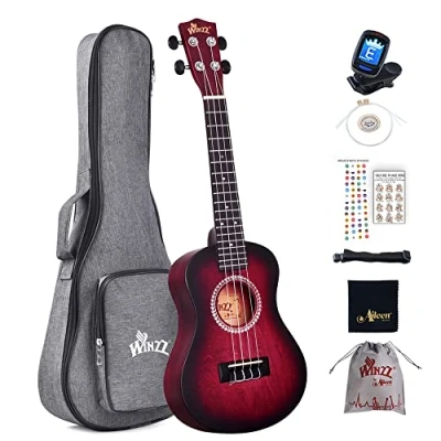 Abbildung von Winzz Ukulele Konzert 23 Zoll Rot, Anfänger Set für Erwachsene Kinder, Einzigartiges Farbdesign…