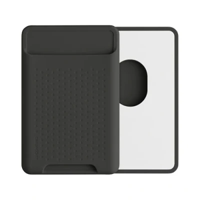 Abbildung von kwmobile Kartenhalter kompatibel mit Apple iPhone 16/15 / 14/13 12 Serie Kartenfach Halter magnetisch Handy Kartenetui MagSafe Dunkelgrau