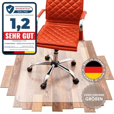 Abbildung von SCHMIEDWERK Bürostuhl Unterlage versch. Größen Bodenschutzmatte für Schreibtischstuhl Antirutsch in milchweiß Made Germany (80x120cm)