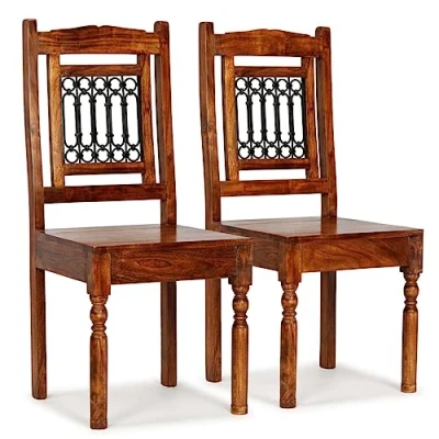 Abbildung von vidaXL Esszimmerstuhl Esszimmerstühle 2 Stk. Massivholz mit Honigfarbenem Finish (2 St)
