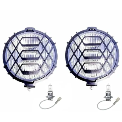 Abbildung von Mlx MelTruck® 2x Rund H3 Halogen Nebelscheinwerfer mit Schutzgitter 12V 24V Zusatzscheinwer E20 Glühbirnen
