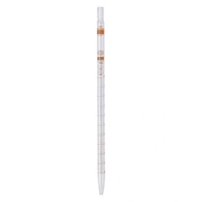 Abbildung von Hirschmann Kalk Natron Glas Messpipette, KB, Teilauslauf, Klasse AS, Transparent (Klar), Braun Graduiert, 25 ml Kapazität, 0.1 Teilung, 450 mm Länge