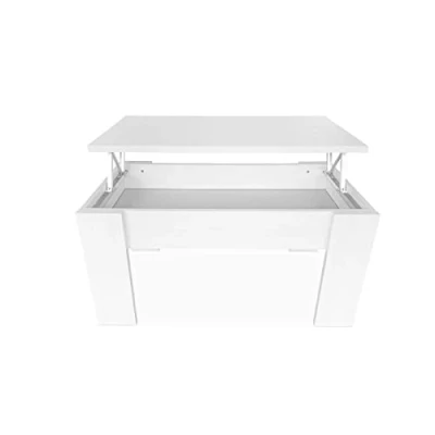 Abbildung von mattfy Couchtisch für Kaffee/Tee, aufklappbar, Wohnzimmer oder Esstisch, Farbe: Polargrau, Maße: 90 cm (B) x 50 (T) 46/57 (H)