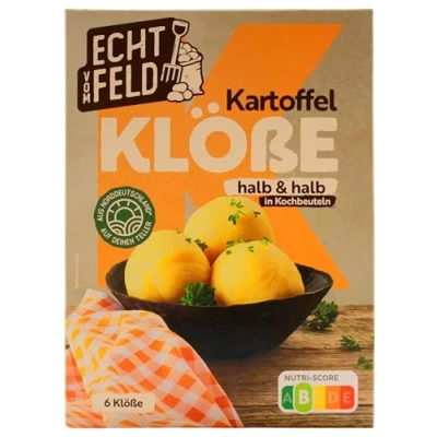Abbildung von Echt vom Feld Kartoffel Klöße halb &amp; in Kochbeuteln, 7er Pack (7 x 200g)