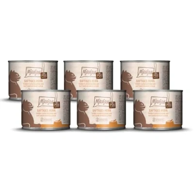 Abbildung von MjAMjAM Premium Nassfutter für Katzen purer Fleischgenuss saftiges Hühnchen pur, 6er Pack (6 x 200 g), getreidefrei mit extra viel Fleisch