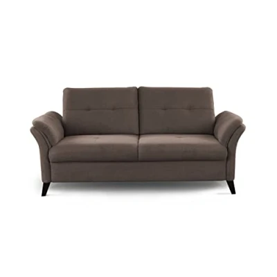 Abbildung von CAVADORE 3er Sofa Grönland / Skandinavische 3 Sitzer Couch mit Federkern + Sitztiefenverstellung 193 x 90 102 Flachgewebe, Braun