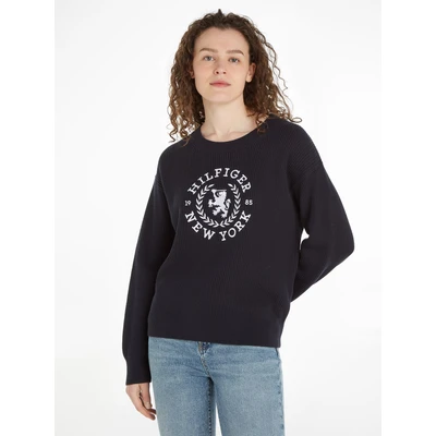 Abbildung von Tommy Hilfiger Rundhalspullover mit Markenlabel