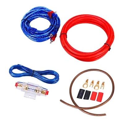 Abbildung von Mintice Kfz Verstärker Kabelsatz Anschluss Set Endstufe Kabel Anschlusskabel Audio Subwoofer Sicherungshalter Gabelkabelschuhen Kabelbinder RCA AGU Sicherung 14 gauge AWG Draht installieren Verbinder