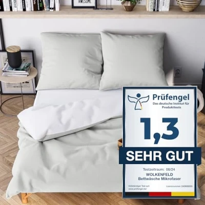 Abbildung von Bettwäsche Allergiker Bettwäsche, unfassbar weich, Wolkenfeld, Mikrofaser, 3 teilig, 135x200 cm, 155x220 &amp; Übergrößen I inkl. Kissenbezüge 80x80 2 farbig