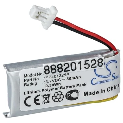 Abbildung von vhbw 1x Akku kompatibel mit Sena SC HR01, 10U AR 01, HR 01 Wireless Headset Kopfhörer (80 mAh, 3,7 V, Li Polymer)