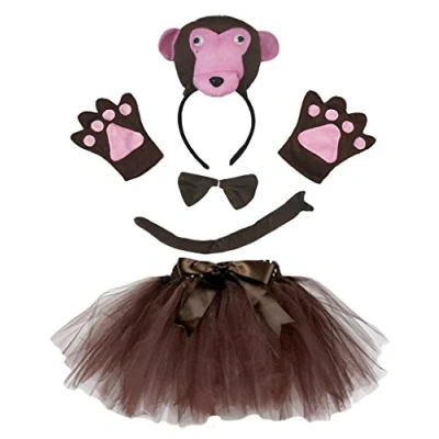Abbildung von Petitebelle 3D Stirnband Bowtie Schwanz Handschuhe Tutu 5pc Mädchen Kostüm Einheitsgröße Affe