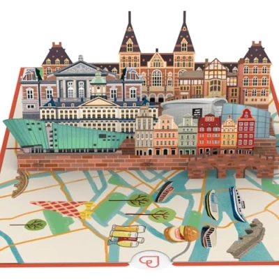 Abbildung von papercrush® Pop Up Karte Amsterdam 3D Geschenkkarte für Urlaubsgutschein, Geldgeschenk Städtereise in Holland, Geschenkidee Reise zum Geburtstag, Reisegutschein Geschenk Verpackung