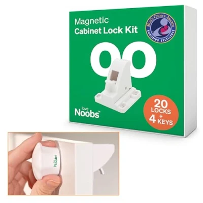 Abbildung von Kindersicherung Schrank Magnet von LoveNoobs™, 20 Schlösser+4 Schlüssel, Schranksicherung Baby Magnet, Magnetische Schubladen, Schubladensicherung