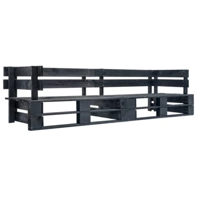 Abbildung von vidaXL Gartenbank Garten Palettensofa 2 Sitzer Schwarz Holz (1 St)