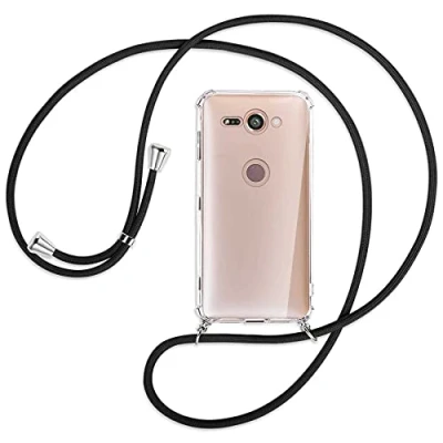Abbildung von mtb more energy® Handykette kompatibel mit Sony Xperia XZ2 Compact (5.0&#039;&#039;) schwarz Smartphone Hülle zum Umhängen Anti Shock Full TPU Case