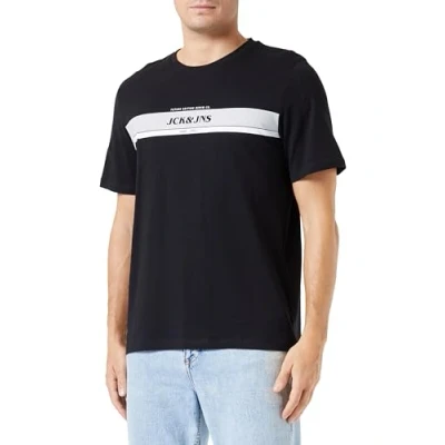 Abbildung von Jack &amp; Jones Jjalex TEE CREW NECK Tshirt print, Herren, Größe: Large, Black