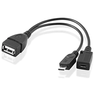 Abbildung von BestPlug 20cm Y 2.0 USB Kabel Adapter Verteiler Splitter Weiche, Micro B Stecker männlich auf und A Buchse Kupplung weiblich, High Speed, Schwarz