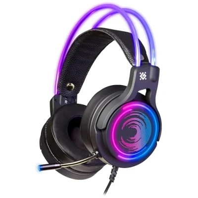 Abbildung von Defender® Gaming Headset, 7.1 Surround Sound, Kopfhörer PC Mit Kabel für PS4, Laptop, Over Ear Noise Cancelling Mikrofon, Headset LED Licht, Schwarz
